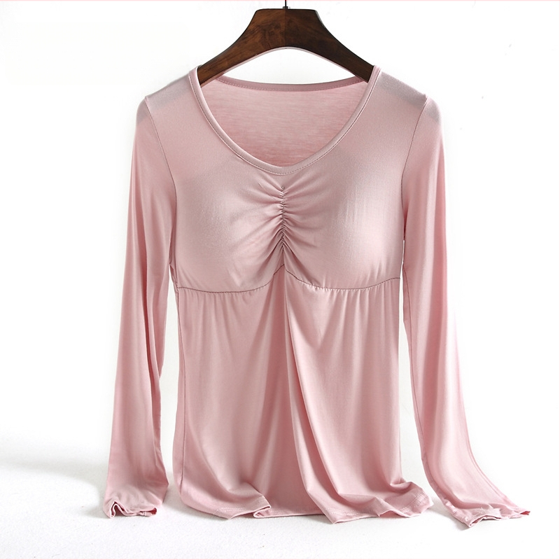 Modal тениска с дълъг ръкав, кръгло деколте, пуловер стил