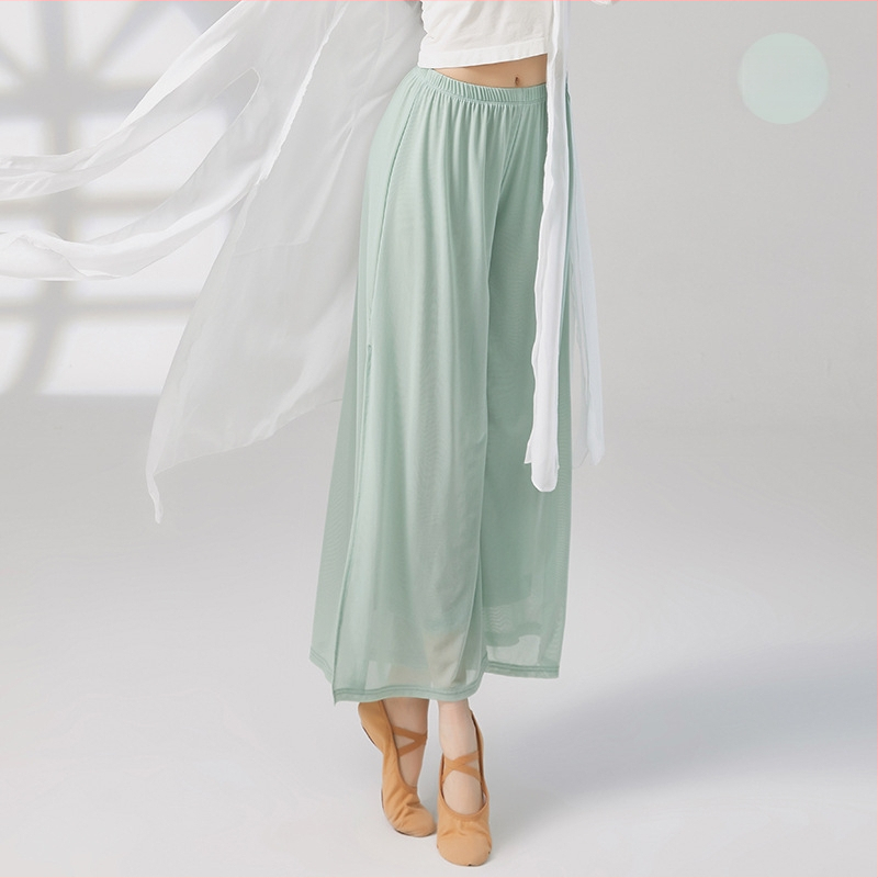 Sieviešu Water Yarn plašās deju bikses, piemērotas klasiskajam un modernajam dejām, 95% neilons