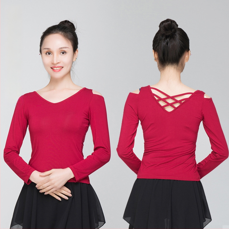 Sieviešu mugurai atvērtu topu modernā deju stilā – modālais audums, vienkrāsains raksts, piemērots latīņu un etniskajām dejām, pieaugušajiem