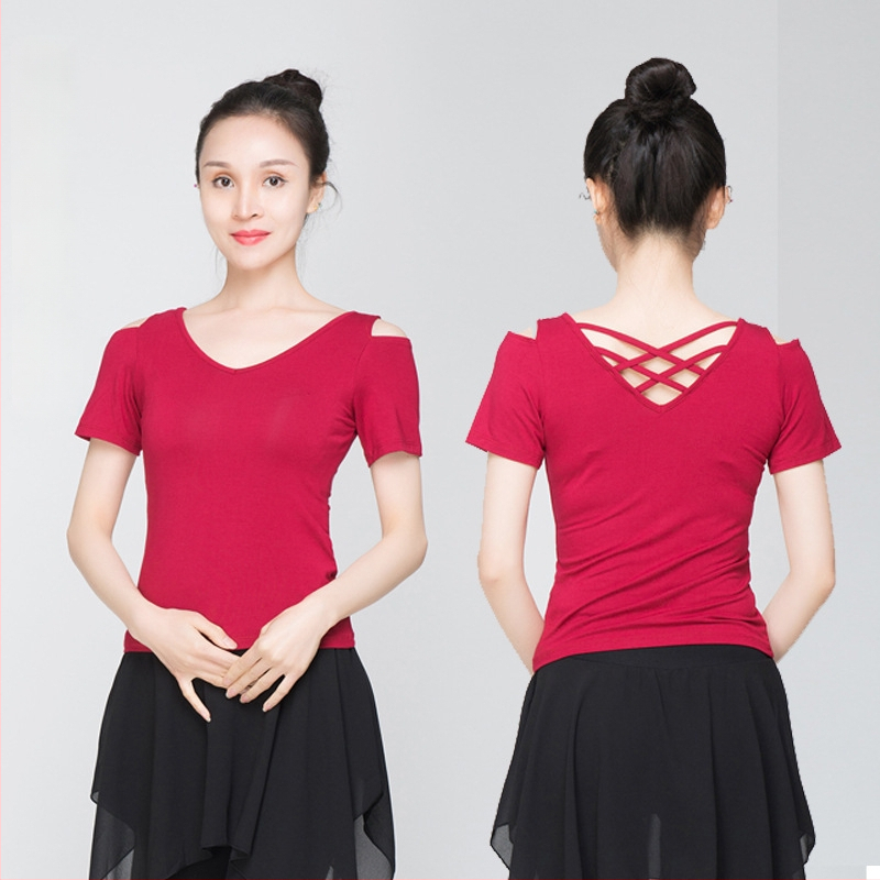 Sieviešu mugurai atvērtu topu modernā deju stilā – modālais audums, vienkrāsains raksts, piemērots latīņu un etniskajām dejām, pieaugušajiem