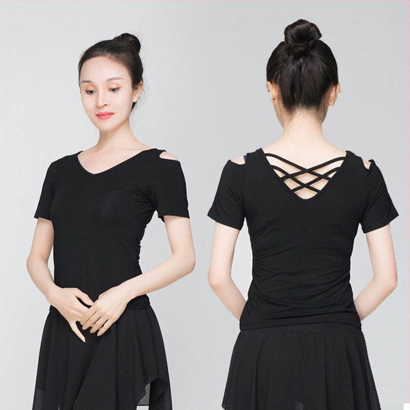 Sieviešu mugurai atvērtu topu modernā deju stilā – modālais audums, vienkrāsains raksts, piemērots latīņu un etniskajām dejām, pieaugušajiem