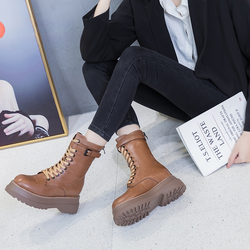 Moteriški Martin batai su mikropluošto viršumi, PU padas, aukštas šarvas, apvali nosis, šoninis užsegimas