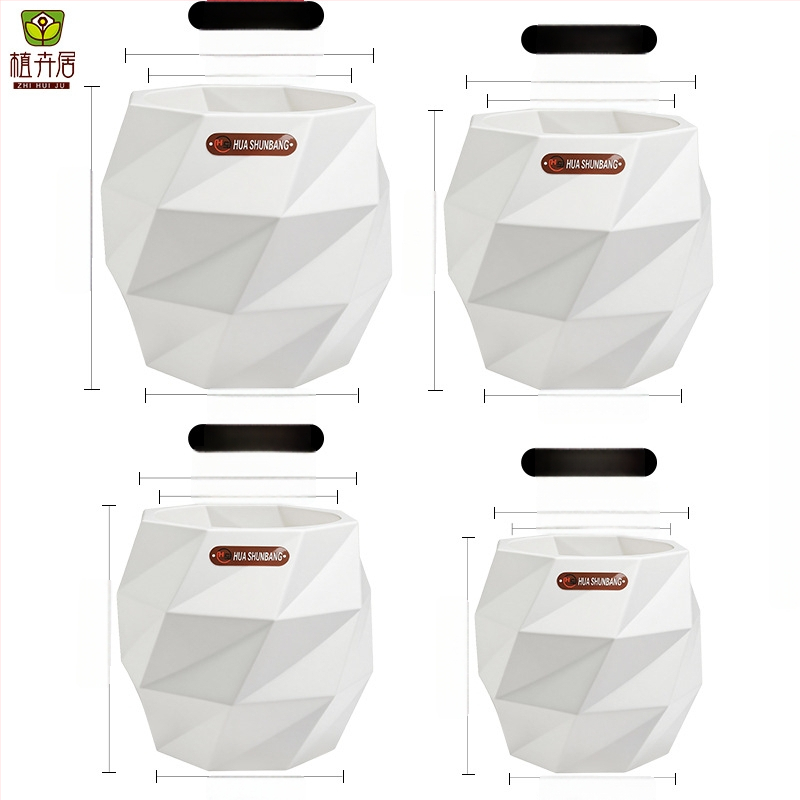 Rombinės formos gėlių indas iš dervos, grindinis laikiklis, Šiaurės minimalistinio stiliaus