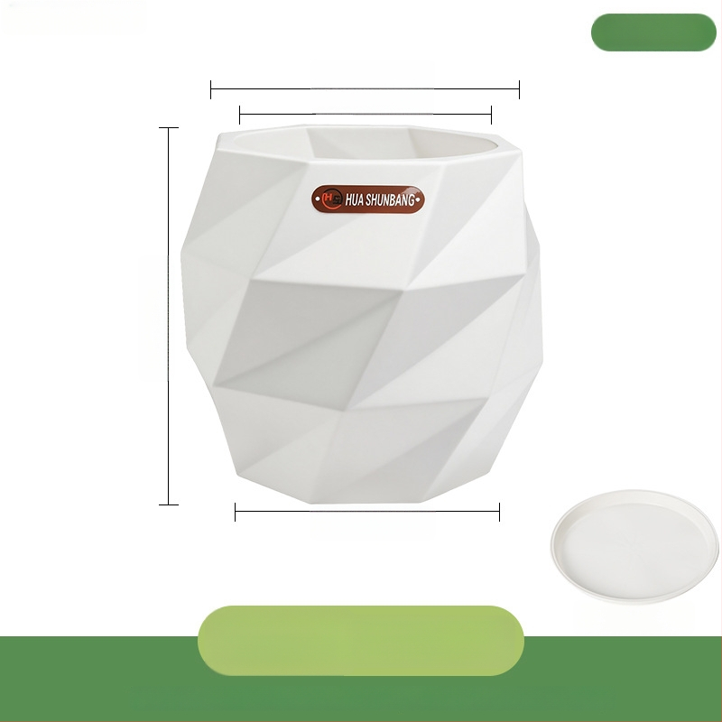 Rombinės formos gėlių indas iš dervos, grindinis laikiklis, Šiaurės minimalistinio stiliaus