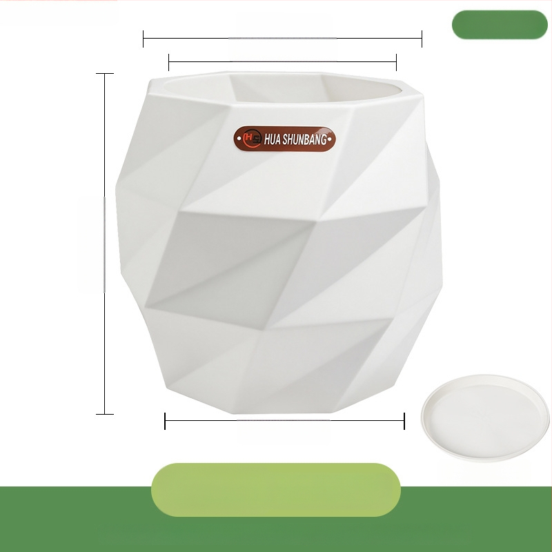 Rombinės formos gėlių indas iš dervos, grindinis laikiklis, Šiaurės minimalistinio stiliaus