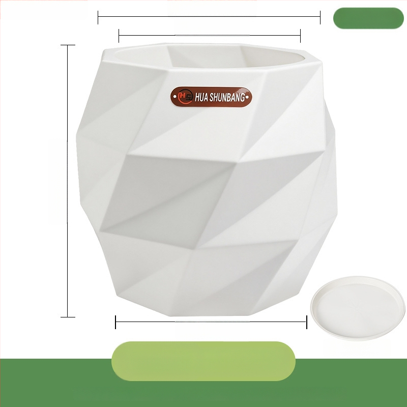 Rombinės formos gėlių indas iš dervos, grindinis laikiklis, Šiaurės minimalistinio stiliaus