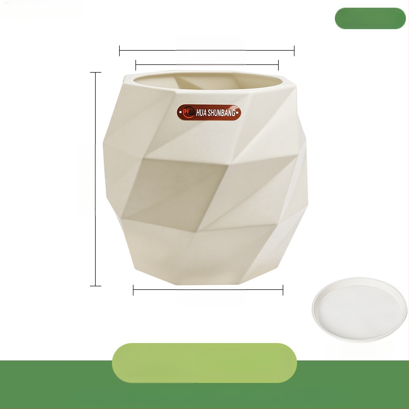 Rombinės formos gėlių indas iš dervos, grindinis laikiklis, Šiaurės minimalistinio stiliaus