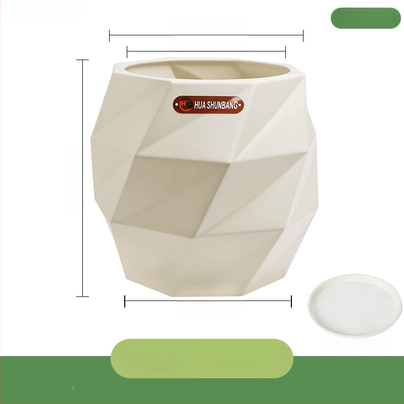 Rombinės formos gėlių indas iš dervos, grindinis laikiklis, Šiaurės minimalistinio stiliaus