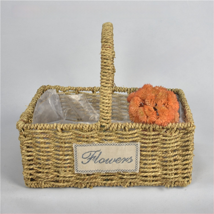 Šiaudų pynimo puodas gėlėms, pastoralinio stiliaus, kvėpuojantis ir patvarus, vandens taupantis, tinkamas staliniam ir grindiniam naudojimui (kvėpuojantis, patvarus, vandens taupantis, staliniam/grindiniam naudojimui)