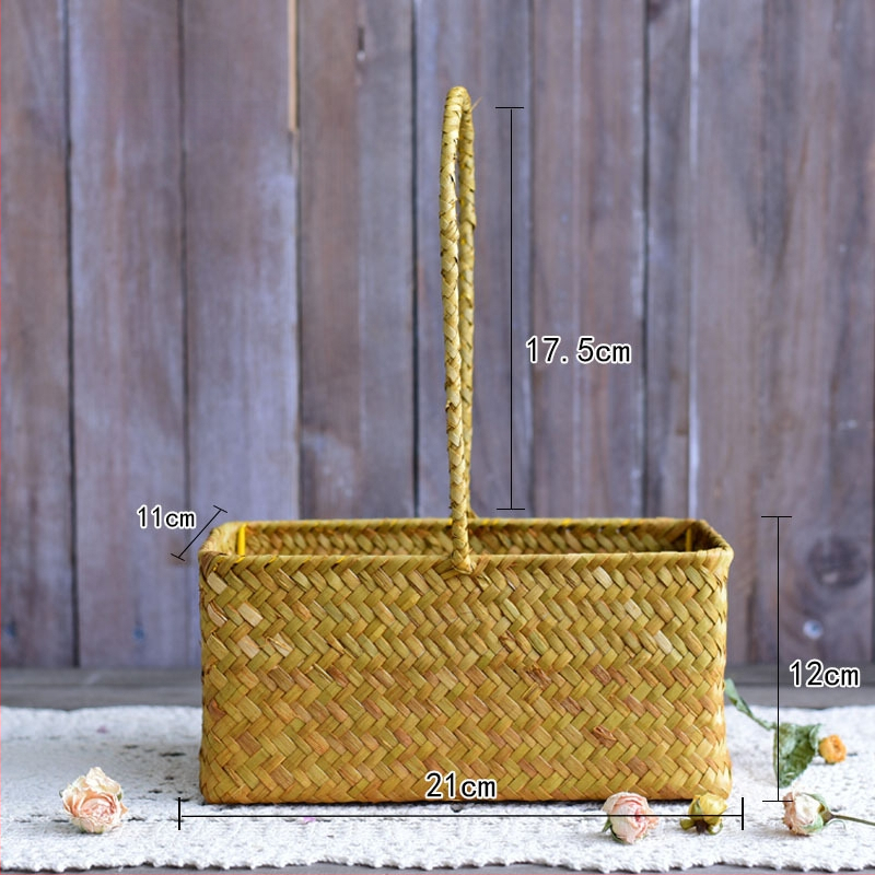 Rankomis pintas šiaudinės gėlių krepšelis su vazonėliu – kvėpuojantis, tvirtas, natūralus ratano-bambuko dizainas