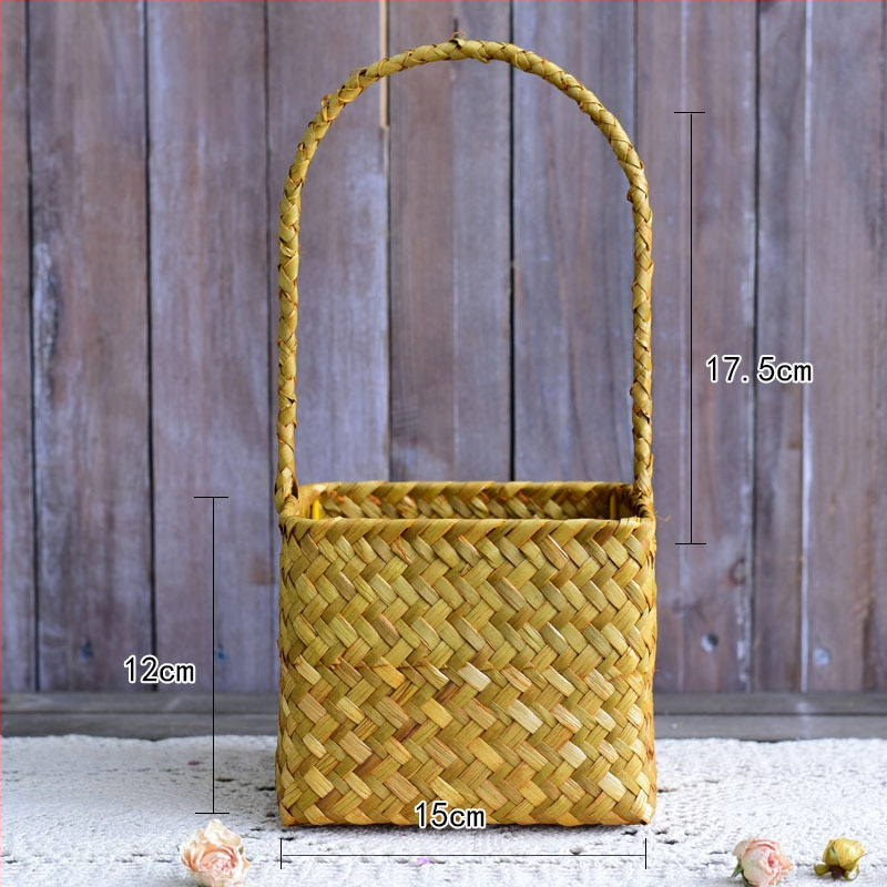 Rankomis pintas šiaudinės gėlių krepšelis su vazonėliu – kvėpuojantis, tvirtas, natūralus ratano-bambuko dizainas