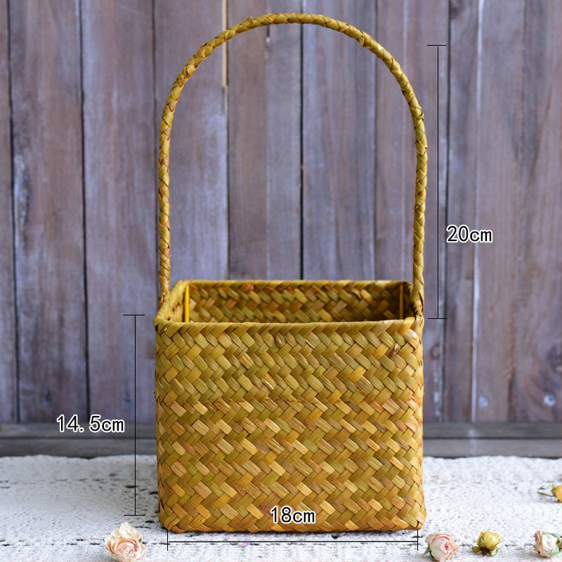 Rankomis pintas šiaudinės gėlių krepšelis su vazonėliu – kvėpuojantis, tvirtas, natūralus ratano-bambuko dizainas