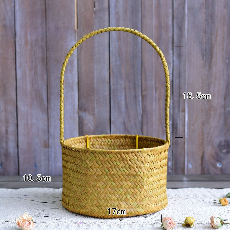 Rankomis pintas šiaudinės gėlių krepšelis su vazonėliu – kvėpuojantis, tvirtas, natūralus ratano-bambuko dizainas