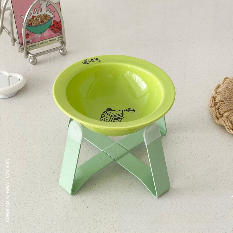 Κεραμικά μπολ γάτας για φαγητό και νερό σε ανυψωμένο πλαίσιο με μεταλλική βάση, αυτόματη τροφοδοσία