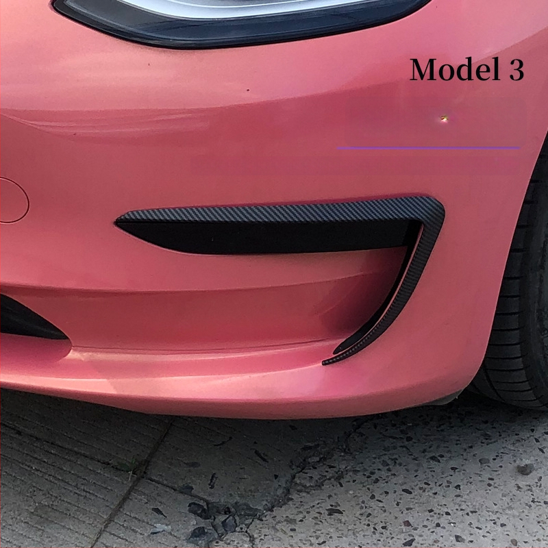 Tesla Model Y/Model 3: dekoratyvinis priekinio bamperio miglos žibintų rėmelis su antakių apvadu, pritaikomas, anglies pluošto raštas