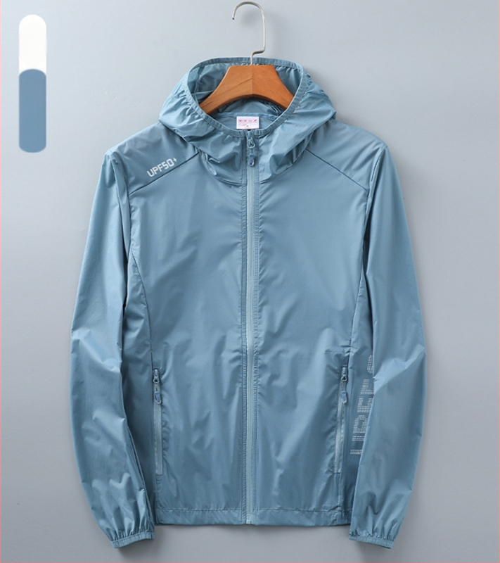 Unisex vasaras ultra plāna UV aizsardzības vēja jaka, neilons, elpojoša, ultra viegla, kapuce, UPF50