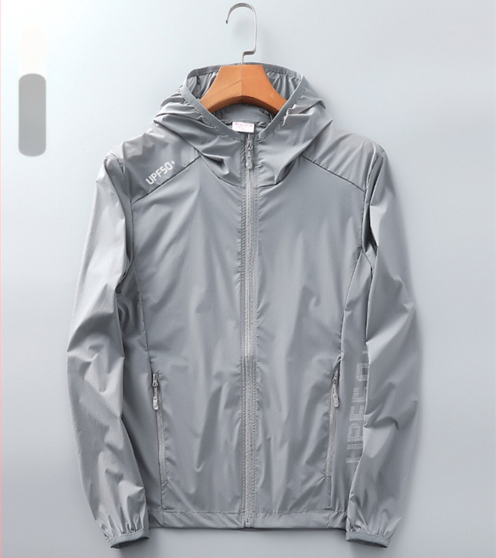 Unisex vasaras ultra plāna UV aizsardzības vēja jaka, neilons, elpojoša, ultra viegla, kapuce, UPF50