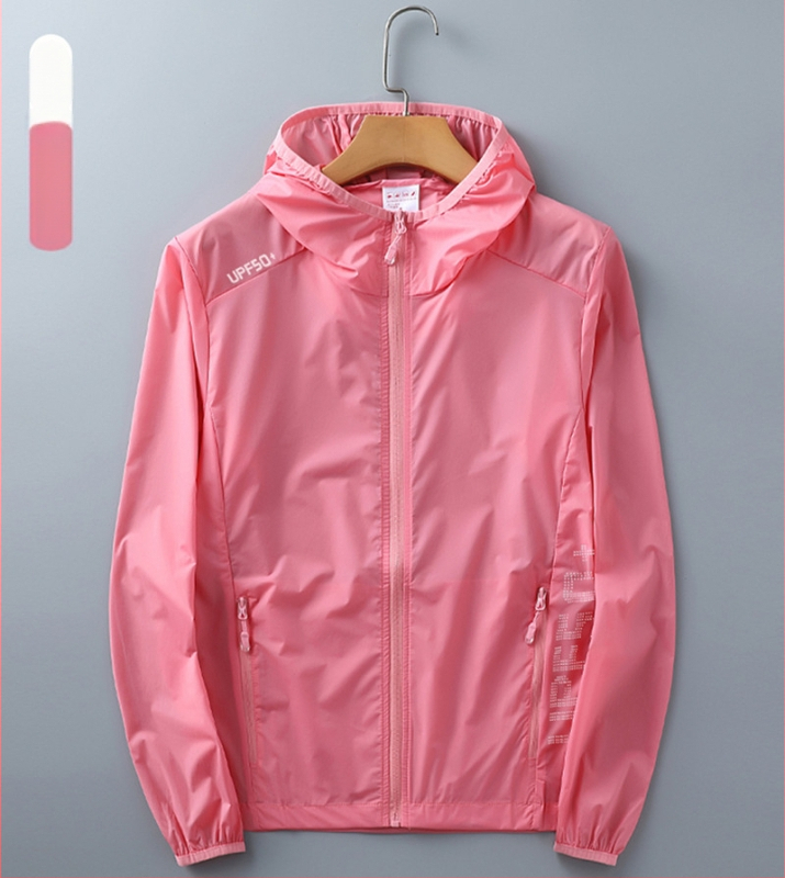 Unisex vasaras ultra plāna UV aizsardzības vēja jaka, neilons, elpojoša, ultra viegla, kapuce, UPF50