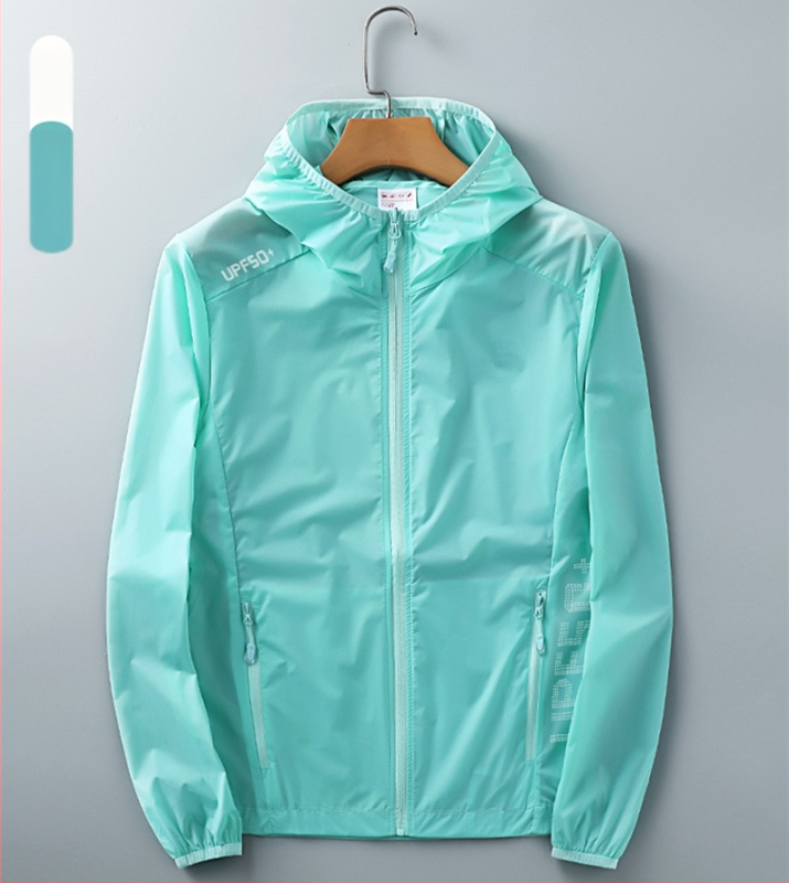 Unisex vasaras ultra plāna UV aizsardzības vēja jaka, neilons, elpojoša, ultra viegla, kapuce, UPF50