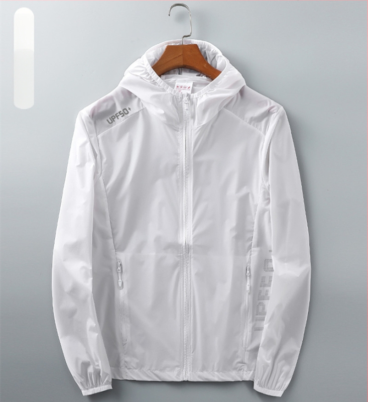 Unisex vasaras ultra plāna UV aizsardzības vēja jaka, neilons, elpojoša, ultra viegla, kapuce, UPF50