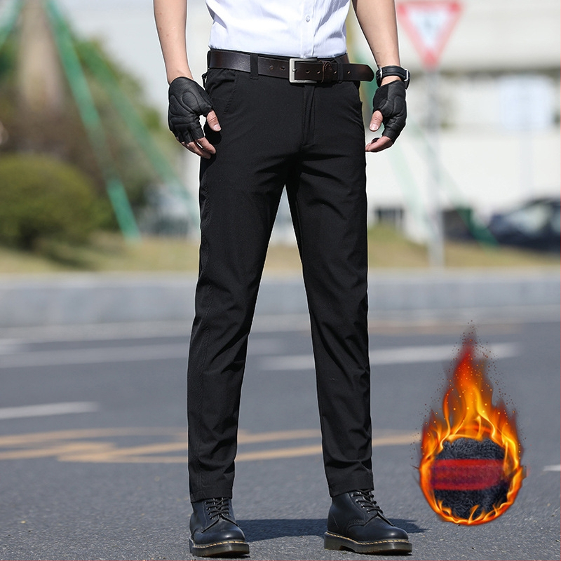 Elastīgās taktiskās bikses bez gludināšanas, taisns griezums, flīsa oderējums, biznesa ikdienai