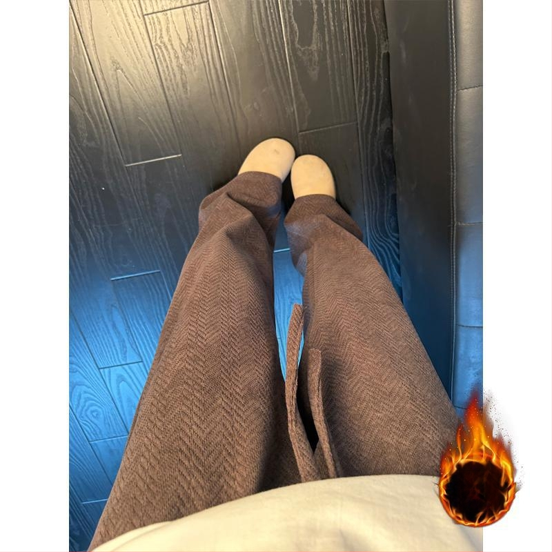 Vīriešu herringbone sporta bikses, taisnas kājas, viduklis vidējais, rāvējslēdzējs, biezs silts audums