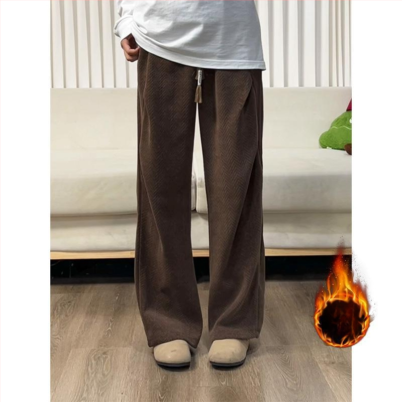 Vīriešu herringbone sporta bikses, taisnas kājas, viduklis vidējais, rāvējslēdzējs, biezs silts audums