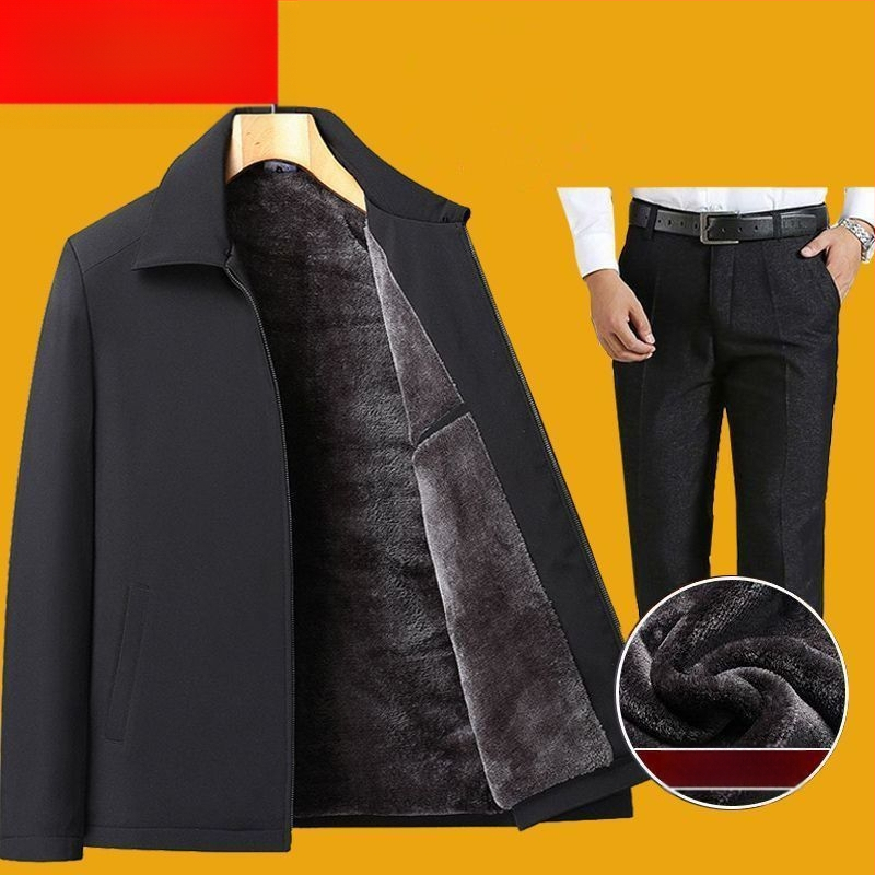 Talvine paks puuvillane jope lapell ja tõmblukuga