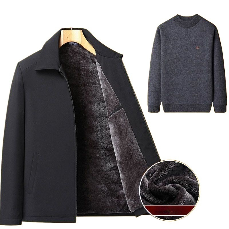 Talvine paks puuvillane jope lapell ja tõmblukuga