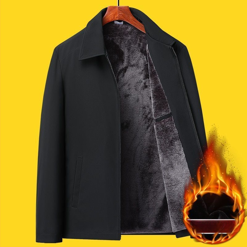 Talvine paks puuvillane jope lapell ja tõmblukuga