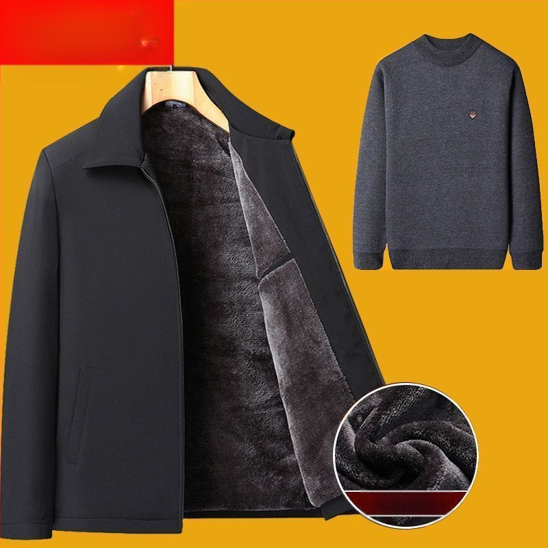 Talvine paks puuvillane jope lapell ja tõmblukuga