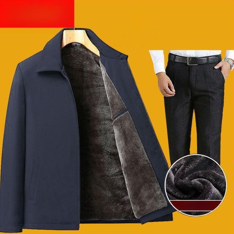 Talvine paks puuvillane jope lapell ja tõmblukuga