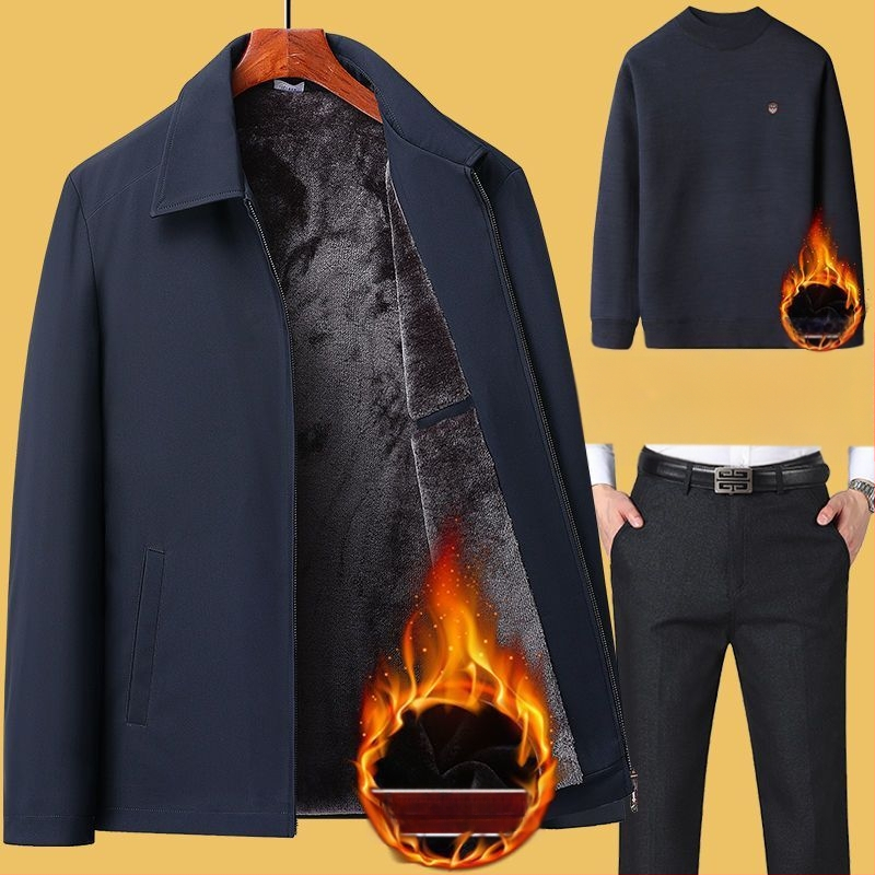 Talvine paks puuvillane jope lapell ja tõmblukuga