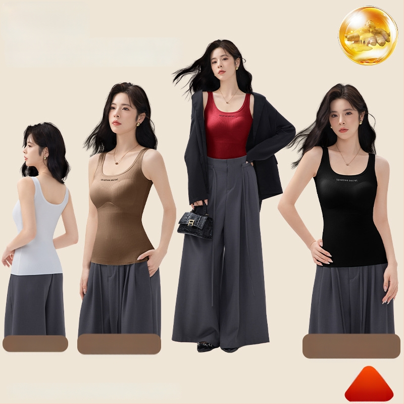 Sievietēm Ginger Essence Heattech term vestē ar iebūvētiem krūšu spilventiem, divpusēja pūkaina iekšiene, piemērota gan iekšējai, gan ārējai valkāšanai, svars 181–200 g/m2