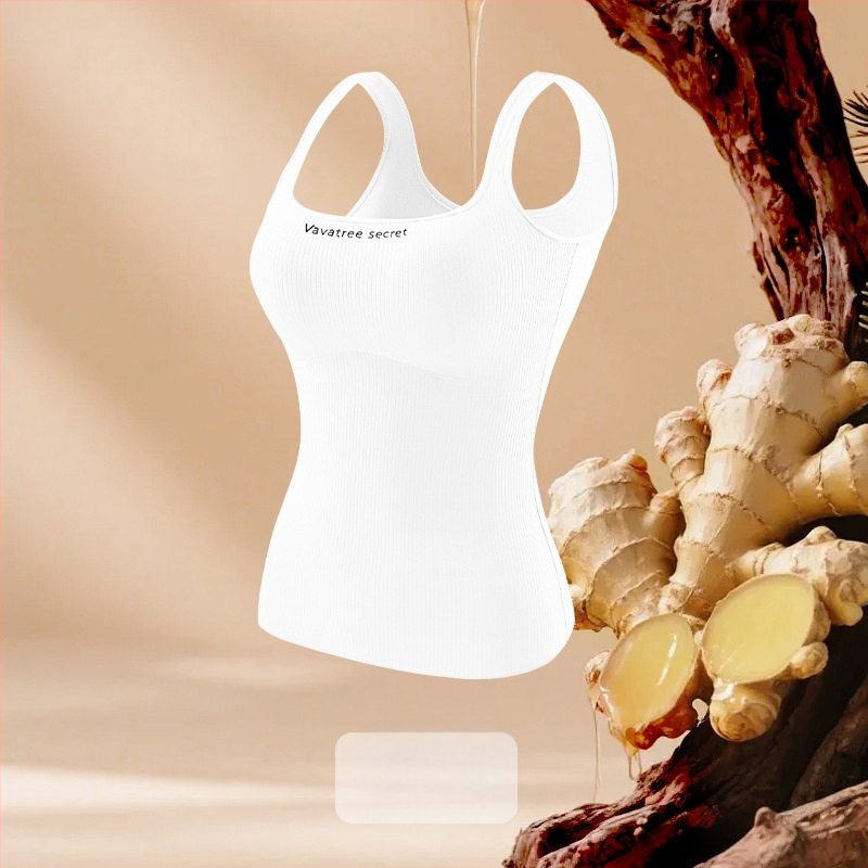 Sievietēm Ginger Essence Heattech term vestē ar iebūvētiem krūšu spilventiem, divpusēja pūkaina iekšiene, piemērota gan iekšējai, gan ārējai valkāšanai, svars 181–200 g/m2