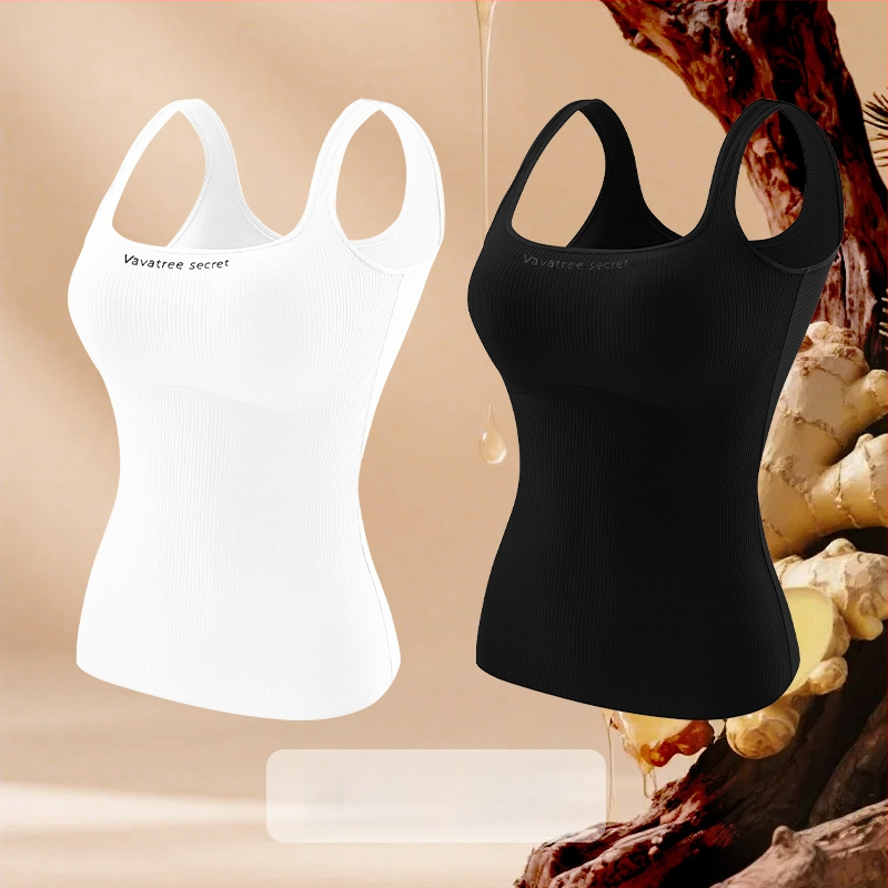 Sievietēm Ginger Essence Heattech term vestē ar iebūvētiem krūšu spilventiem, divpusēja pūkaina iekšiene, piemērota gan iekšējai, gan ārējai valkāšanai, svars 181–200 g/m2