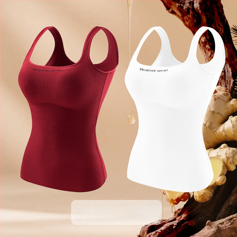 Sievietēm Ginger Essence Heattech term vestē ar iebūvētiem krūšu spilventiem, divpusēja pūkaina iekšiene, piemērota gan iekšējai, gan ārējai valkāšanai, svars 181–200 g/m2