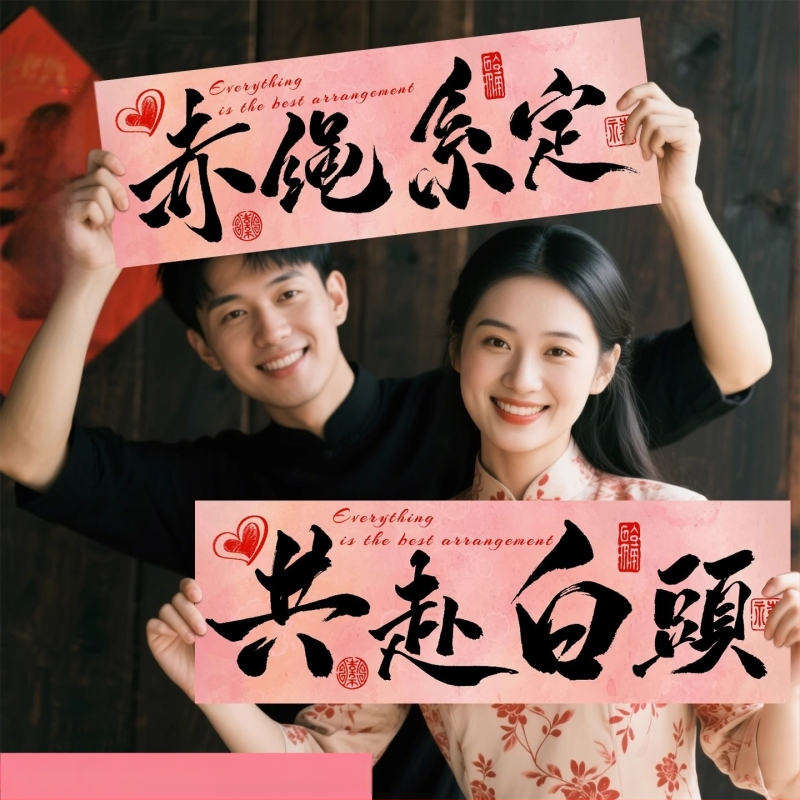 Banner de nuntă de mână pentru accesorii foto ale miresei, nașilor și domnișoarelor de onoare; material: pânză foto; destinat nunților