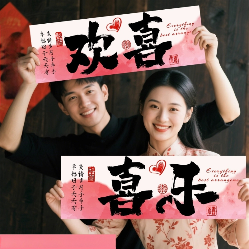 Banner de nuntă de mână pentru accesorii foto ale miresei, nașilor și domnișoarelor de onoare; material: pânză foto; destinat nunților