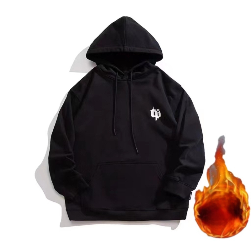 Худи суичър за мъже, свободна кройка, дълги ръкави, подплатен с полар, 96% полиестер, зима 2025