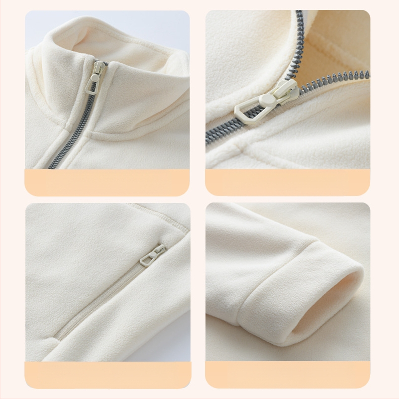 Flīsa jaka ar stāvu apkakli, universāla, pildījums 85–90% dūnas, audums: poliesteris, iekšpuse: poliesteris