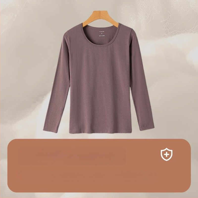 Трикомпонентен термален комплект бельо с бродерия върху гладка вискозна тъкан, дълги ръкави и кръгло деколте (Пролет 2025)