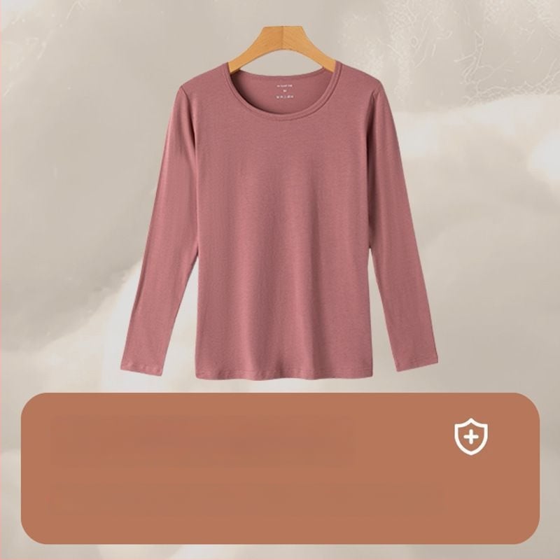 Трикомпонентен термален комплект бельо с бродерия върху гладка вискозна тъкан, дълги ръкави и кръгло деколте (Пролет 2025)