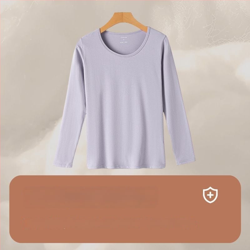 Трикомпонентен термален комплект бельо с бродерия върху гладка вискозна тъкан, дълги ръкави и кръгло деколте (Пролет 2025)