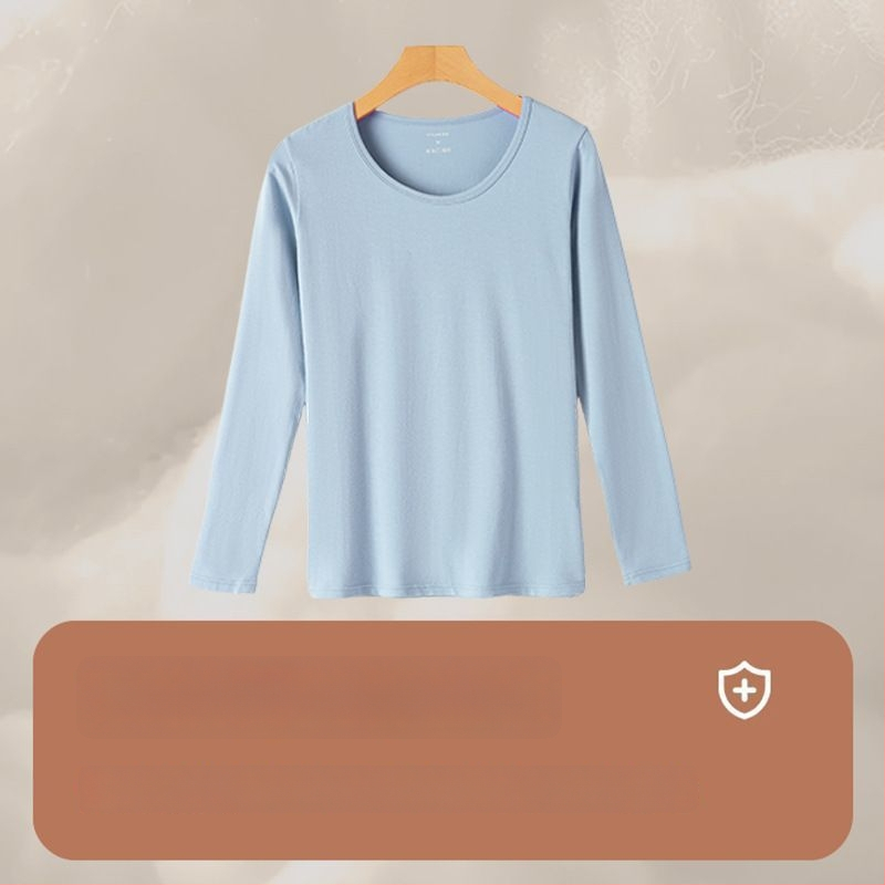 Трикомпонентен термален комплект бельо с бродерия върху гладка вискозна тъкан, дълги ръкави и кръгло деколте (Пролет 2025)