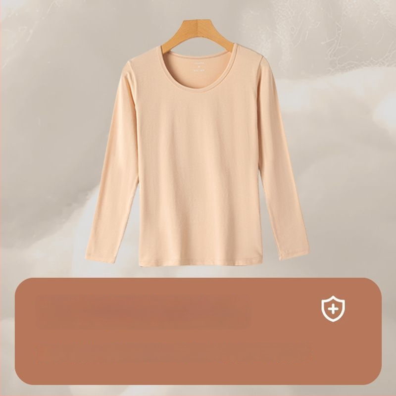 Трикомпонентен термален комплект бельо с бродерия върху гладка вискозна тъкан, дълги ръкави и кръгло деколте (Пролет 2025)