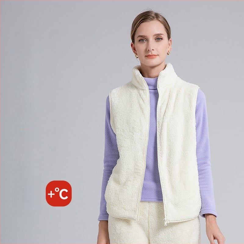 Sieviešu flīses vestes ar stāvošu kaklu, poliestera audums ar kokvilnas pildījumu, ikdienas ārējā apģērbs