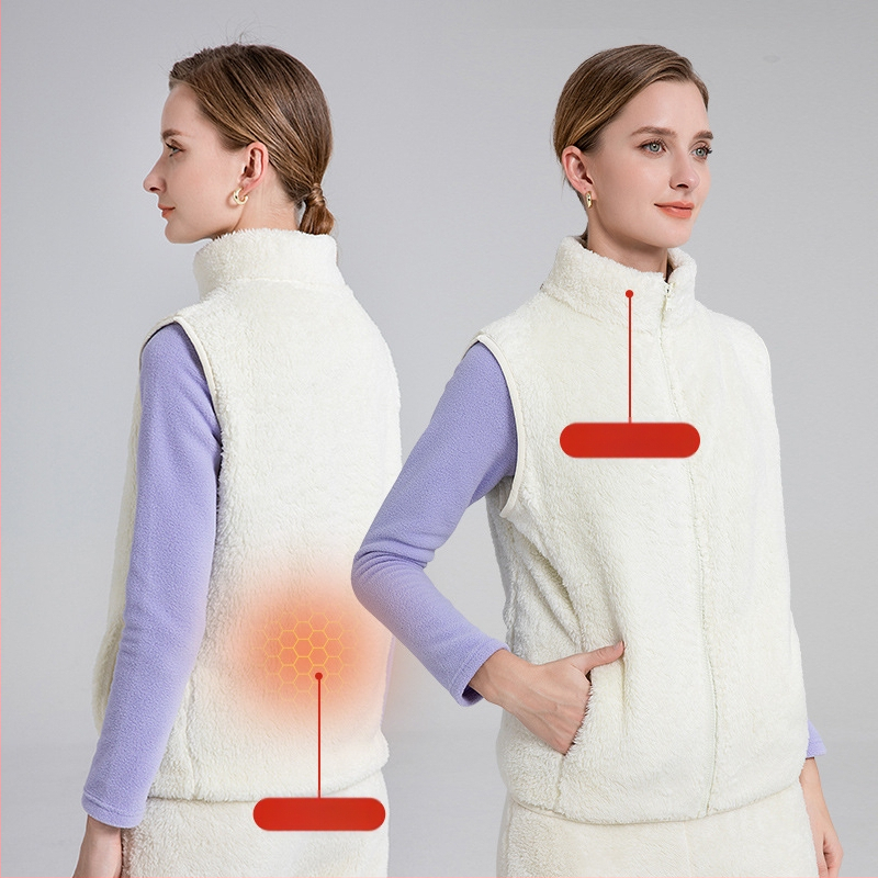 Sieviešu flīses vestes ar stāvošu kaklu, poliestera audums ar kokvilnas pildījumu, ikdienas ārējā apģērbs