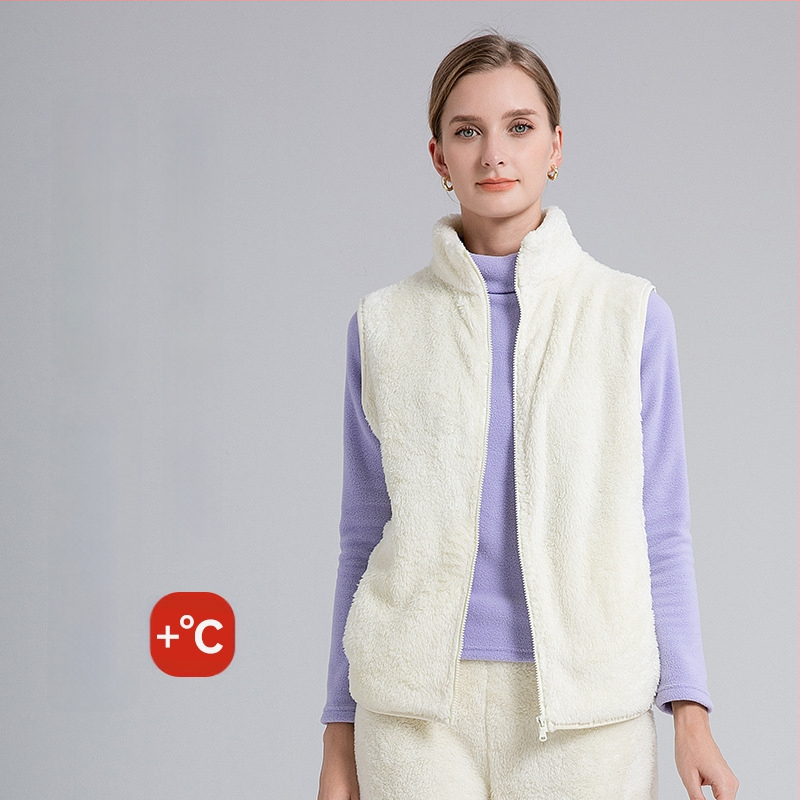 Sieviešu flīses vestes ar stāvošu kaklu, poliestera audums ar kokvilnas pildījumu, ikdienas ārējā apģērbs