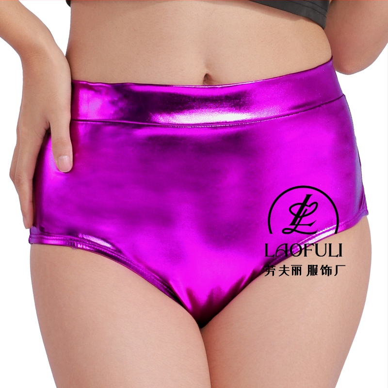 Метални танцови къси панталони с ниска талия, дължина три четвърти, полиестер и спандекс, микроеластичност, тънък плат